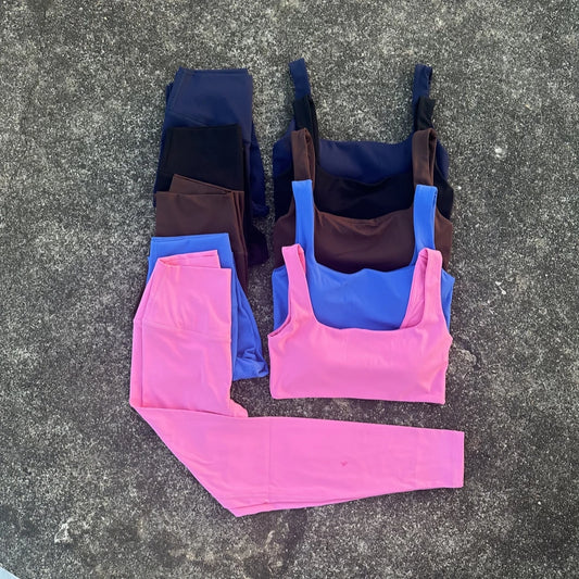 Solid Color Soft Gym Yoga Set Legging Soft Hollow Out Sport Bra Tracksuit Women Gym Suit Comprehensive Training Jogging Athletic