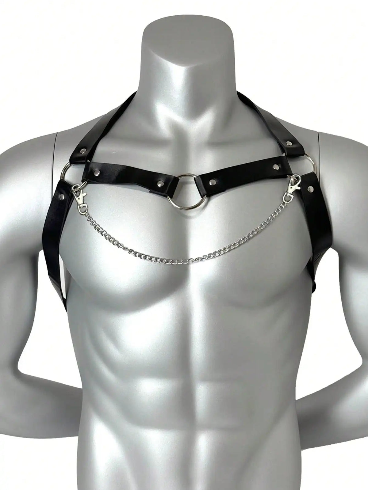 Trendy Men's PU Leather Harness Straps Chest Straps Gothic Costume Belt Adjustable Body Corset Straps Shoulder Belt