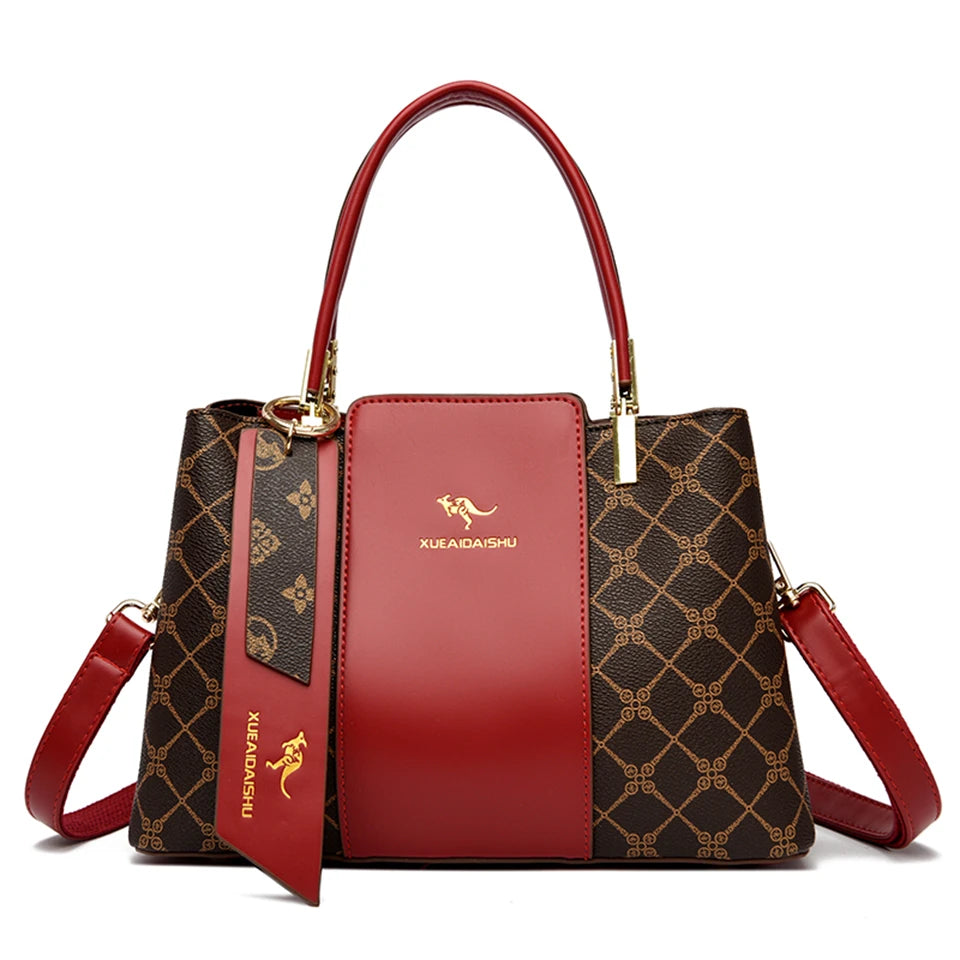 Luxury Handbag Fashion Print Large Capacity Soft Leather Women Shoulder Crossbody Bag Leisure Designer Ladies Purses and Handbag