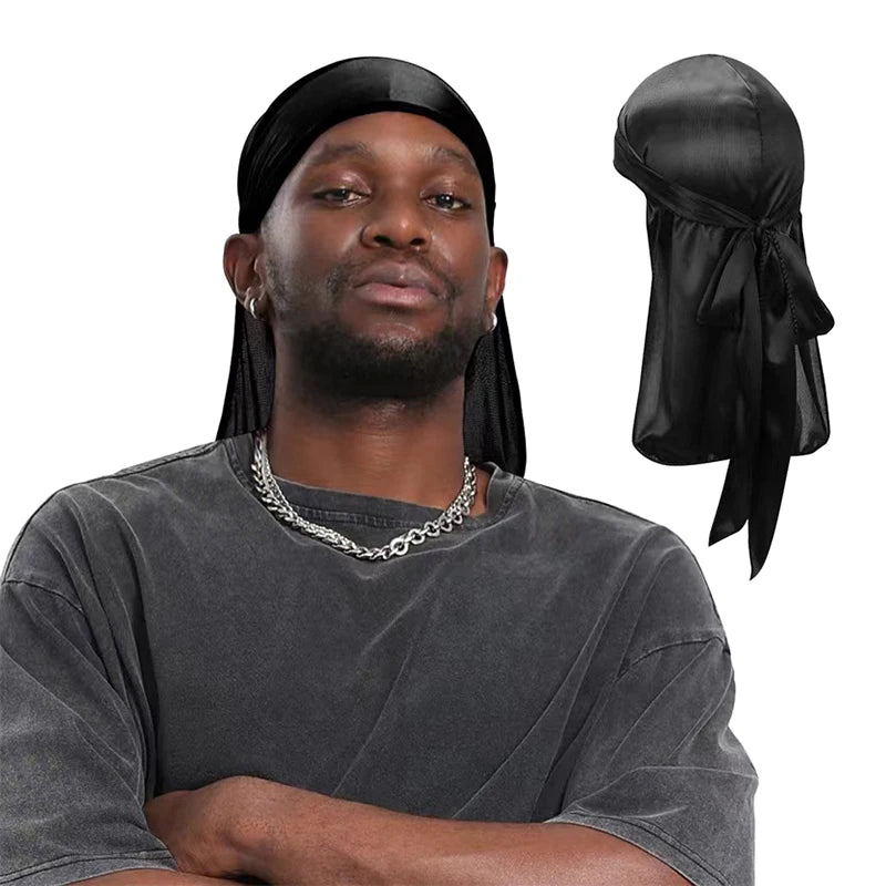 Long Tail Unisex Satin Doo Rag Durag Bandanas Cap Piratenhut Turban Herren Hip Hop Stirnband Biker Headwrap Unisex Kopfbedeckung