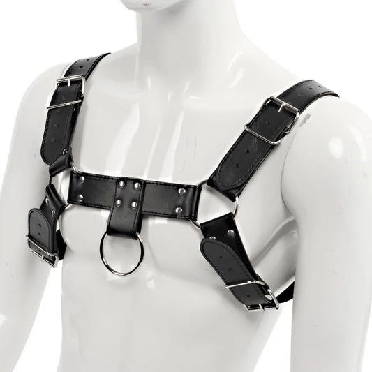 Fetish Male Lingerie Harness Men Body Leather Chest Suspender Belt Punk Costumes Adjustable Sexual Straps