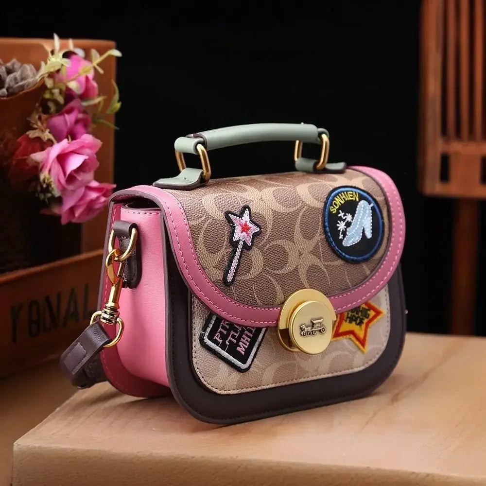 Badge Women  New European and American Fashion Printed Hand Bag Small Square Retro Everything Single Shoulder Crossbody Tide