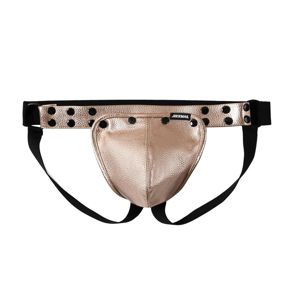 Men's Leather Tri Harness Chest Armor Buckles Adjustable Size Removable Pouch Faux Leather Jockstrap Underwear  Costumes