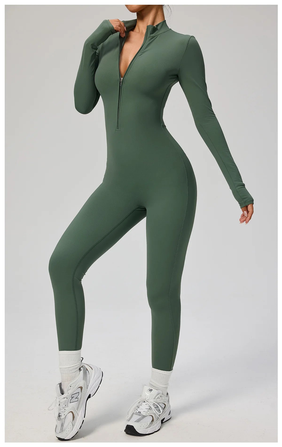 SOISOU Zipper Jumpsuit Women Quick Dry Clothing Sportswear Woman Gym Yoga Sport Sets Spandex Nylon Workout Sets Women Tracksuit