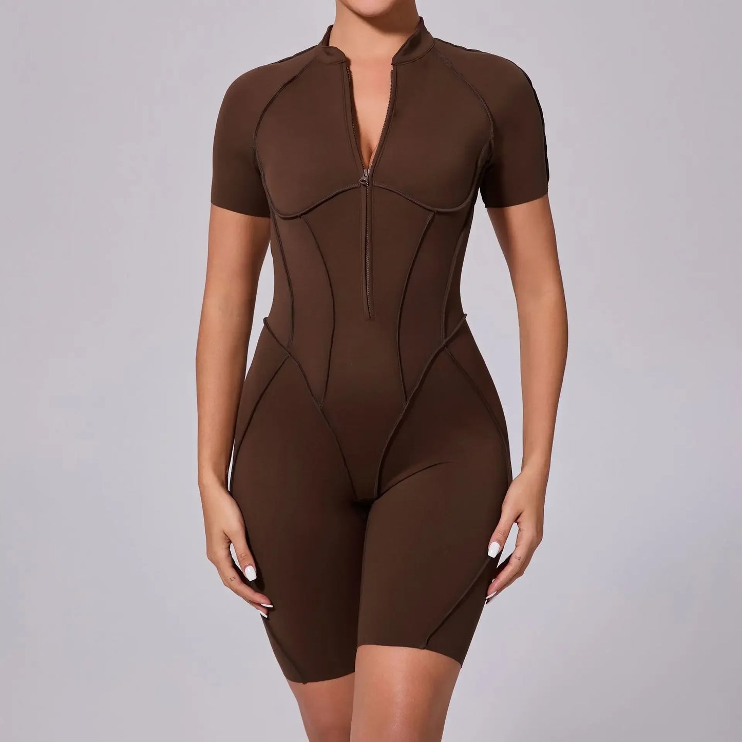 Women's Tracksuit Gym Workout Sports Clothes Outfit Zipper Jumpsuit Yoga Fitness Overalls Set Open Back Bodysuits Suit for Women