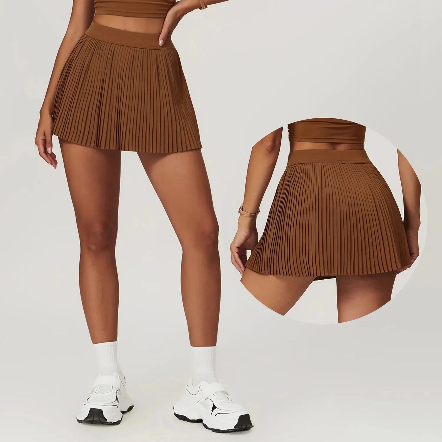 Women's fashion 2-in-1 golf tennis skirt pleated fitness suit with inner pocket, women's sexy style