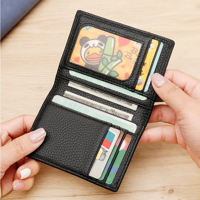 High End Busine Sle 100%Genuine Leather Men's Top Layer Cowhide Real Pickup Bag ID Photo Slot Credit Card Holder Two Fold Wallet