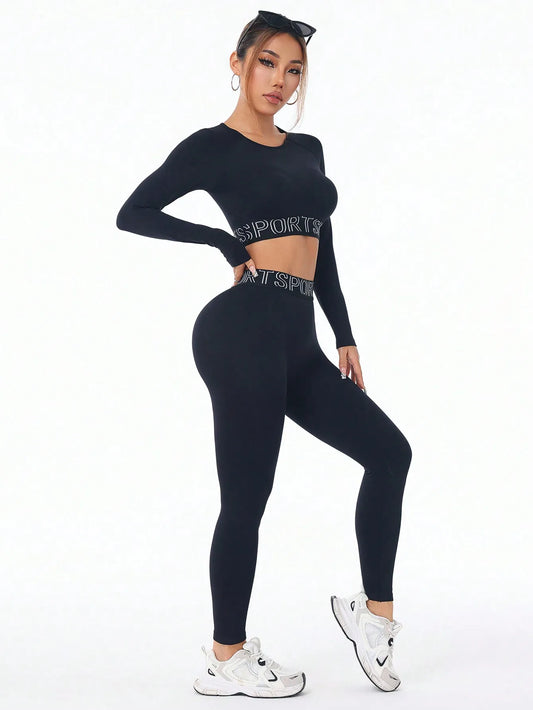 Yoga Sets Sports Fitness High Waist Hip Lift Breathable 2pc Set Workout Clothing Gym Leggings Tracksuit for Women