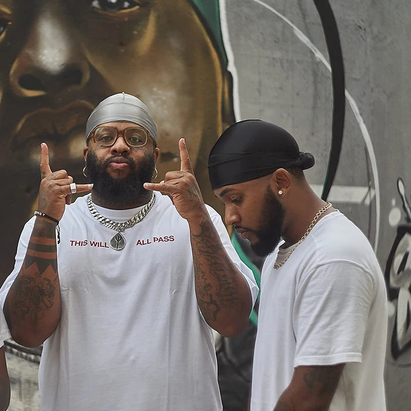 Long Tail Unisex Satin Doo Rag Durag Bandanas Cap Piratenhut Turban Herren Hip Hop Stirnband Biker Headwrap Damen Kopfbedeckung