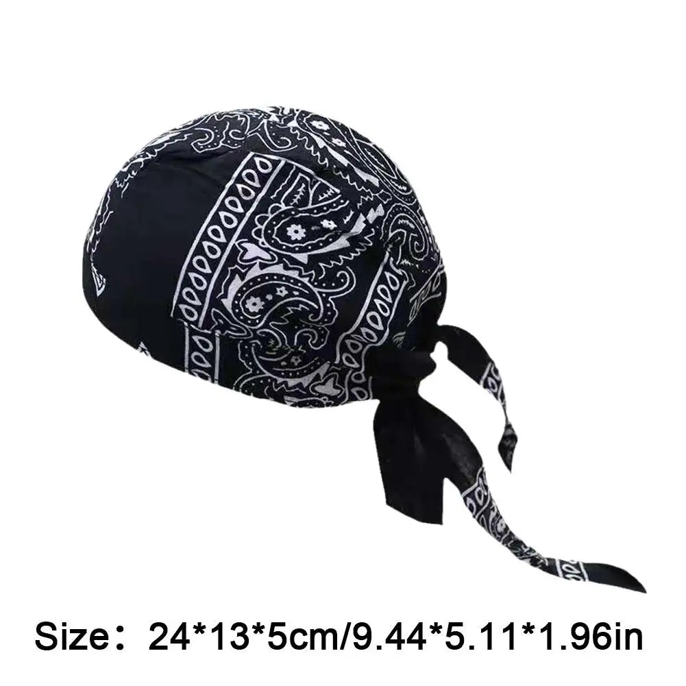 Outdoor-Fahrradmütze, Piratenmütze, bedruckte quadratische Schalmütze aus reiner Baumwolle, Stirnband, Durag-Kappe, Beanie-Wickelmütze, Hip-Hop-Kopftuch