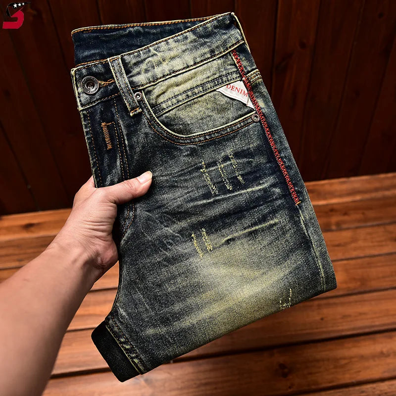 Luxury Soft Jeans Men's Fall New Design Trendy Slim Fit Stretchy Pants Elegant Business Casual Wardrobe Essential trousers