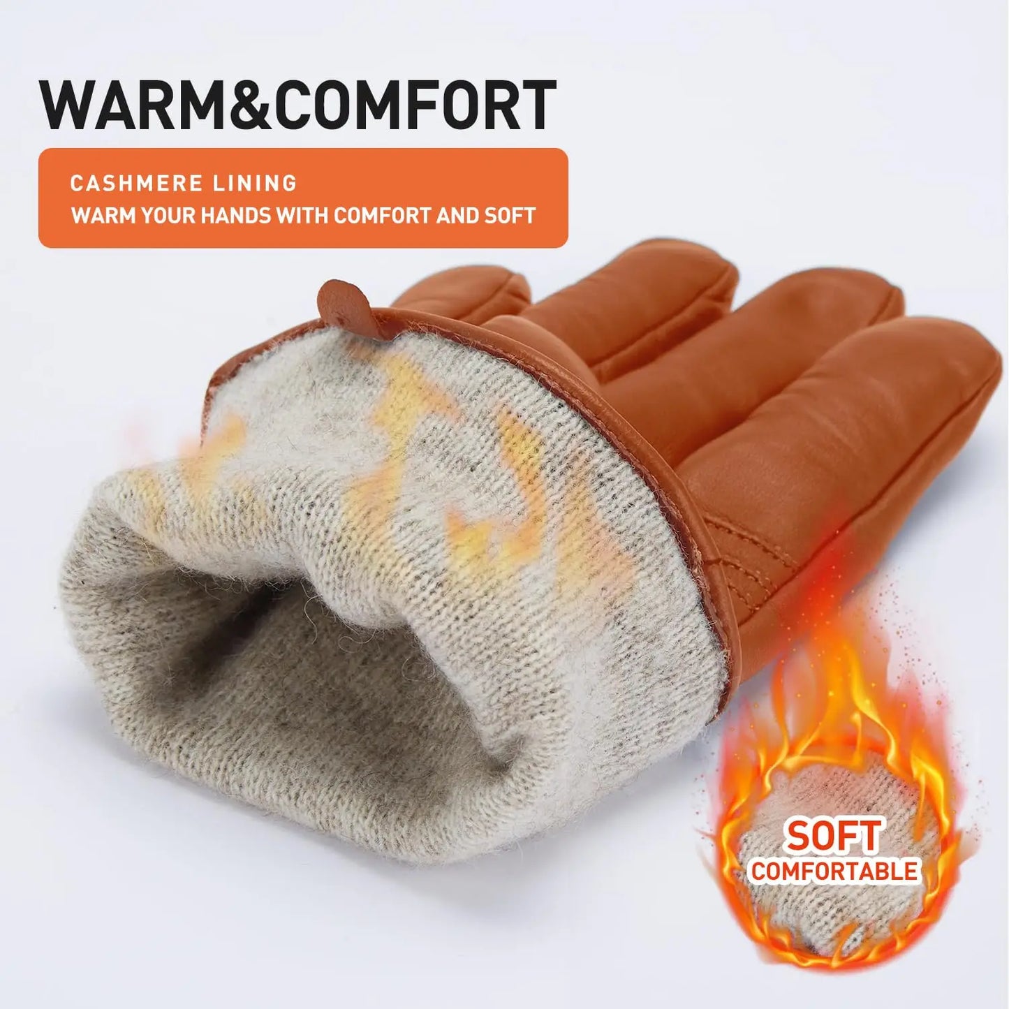 2025 BISON DENIM Men's Sheepskin Gloves Fashion Cashmere Lined Touchscreen Full Finger Mittens Winter Warm Riding Driving Gloves