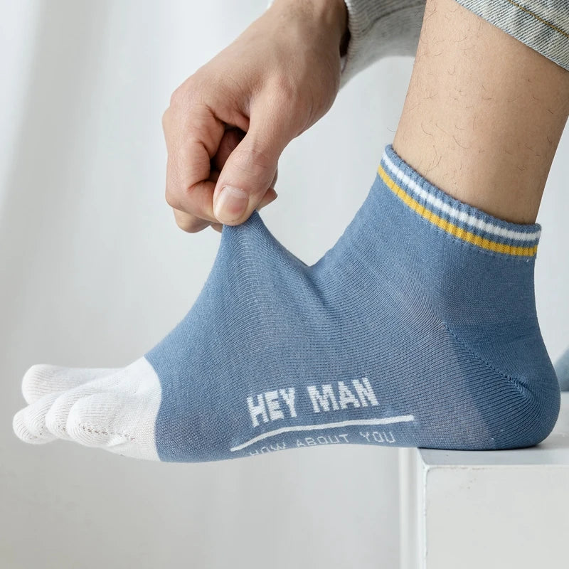 6 Paar geteilte Zehensocken für Herren, niedrig geschnittene Söckchen mit Fingern, hochwertige Baumwolle, Fünf-Finger-Socken, Frühling/Sommer, dünn