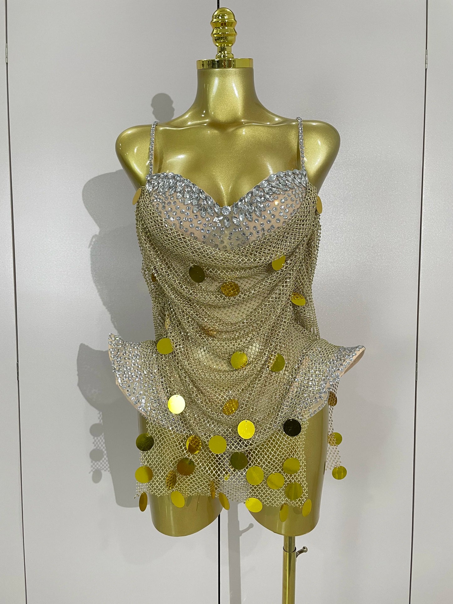 New Luxury Sparkly Diamond Sexy Mesh Bodysuit Women Evening Prom Birthday Party Gown Nightclub DJ Performance Stage Wear