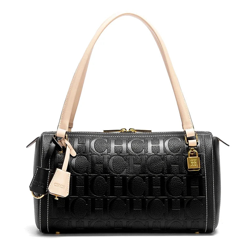 C-H Women's Boston Bag Autumn Winter New Collection Letter Design Texture Shoulder Bags