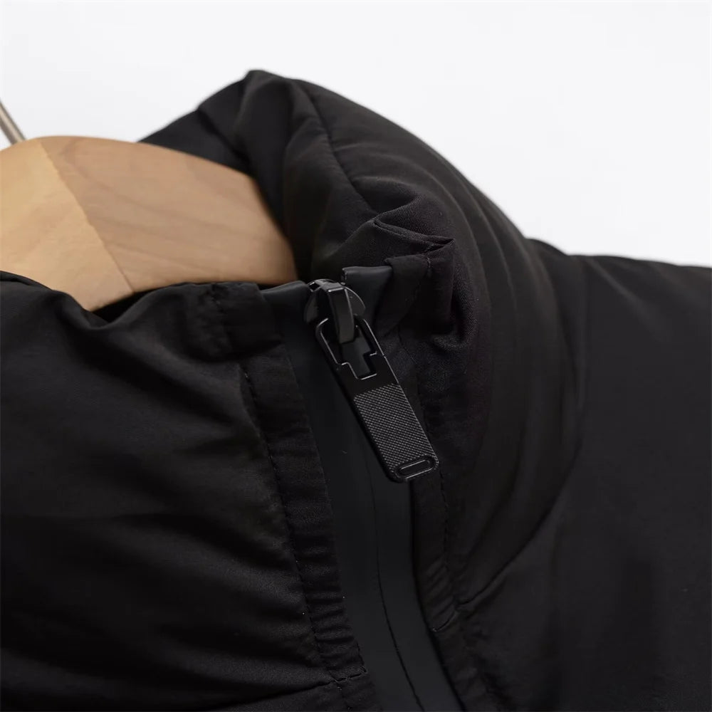 Autumn new women's clothing European and American style stand up collar zipper splicing short cotton jacket
