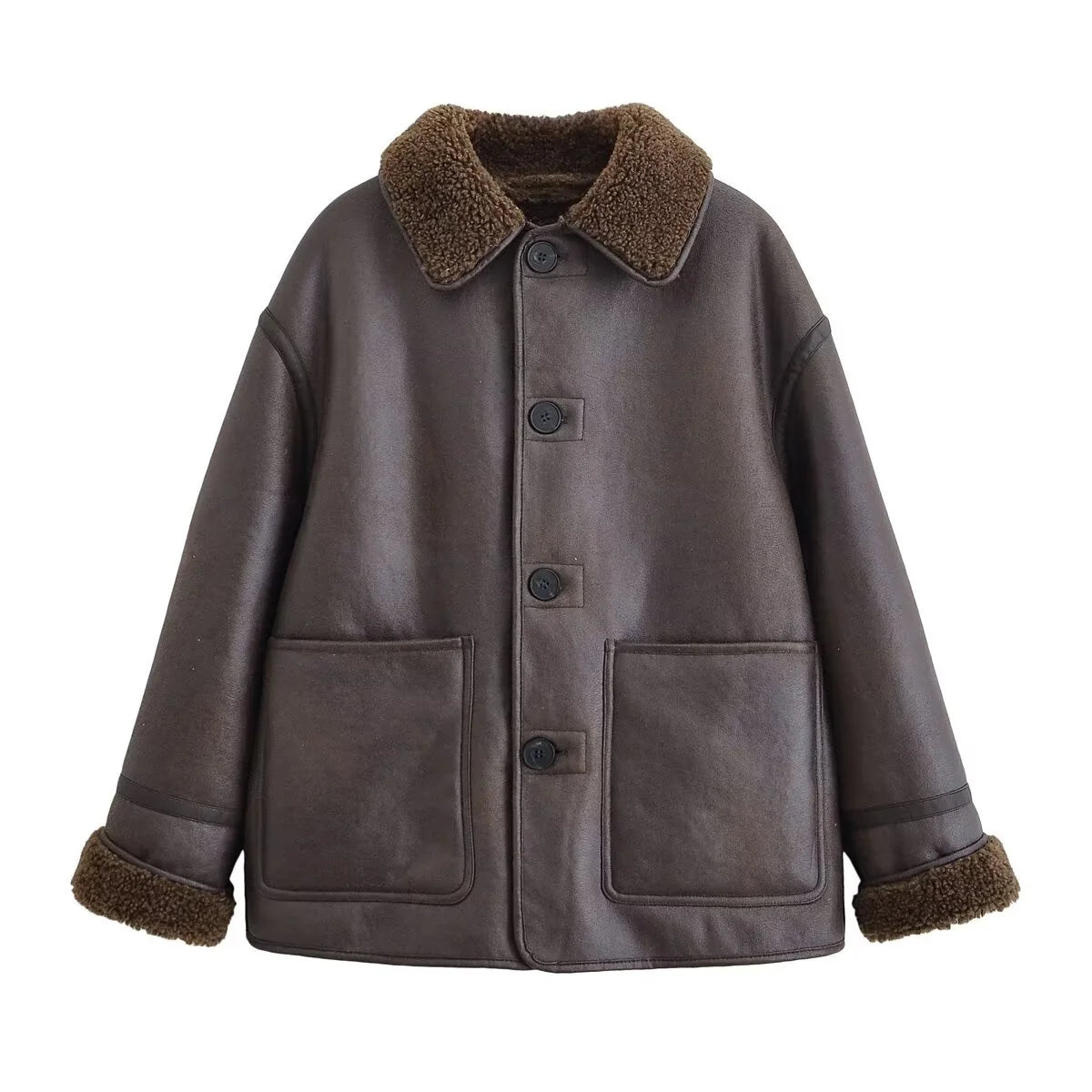 Winter New Women's Casual Fashionable Simple Versatile Comfortable Loose Warm Reversible Jacket