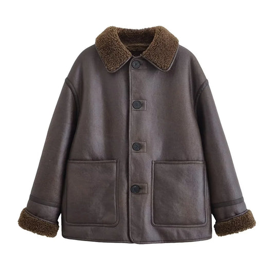 Winter New Women's Casual Fashionable Simple Versatile Comfortable Loose Warm Reversible Jacket