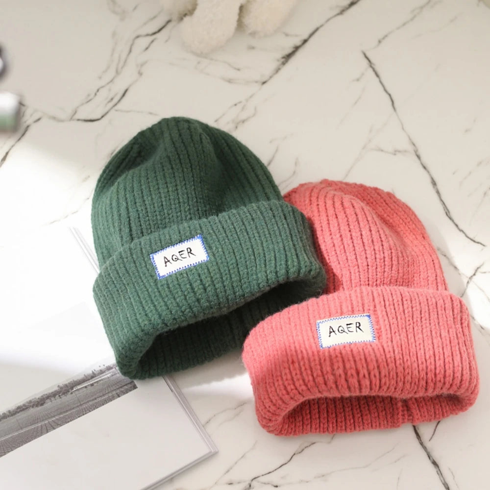 Lose Strickmütze mit großem Kopf, warme Wollmütze für Damen aus Satin, für den Außenbereich, Herbst und Winter, Show, kleine Gesichtskuppelmütze, Kleidungszubehör