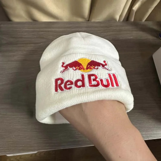 Embroidered Red Bull Knitted hat Beanie Winter Hat Unisex Warm Cap for Men And Women Red Bull Unclimbed Urine Hat