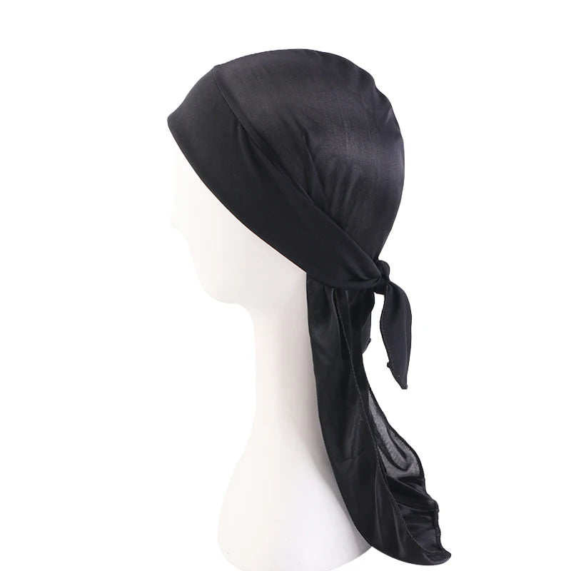 Seidige Durags für Herren, Bandanas, Turbanmütze, dehnbare Perücken, Satin, Doo Rag Durag, Unisex, Piratenmütze, Herren, Hip-Hop-Stirnband, Biker-Kopftuch
