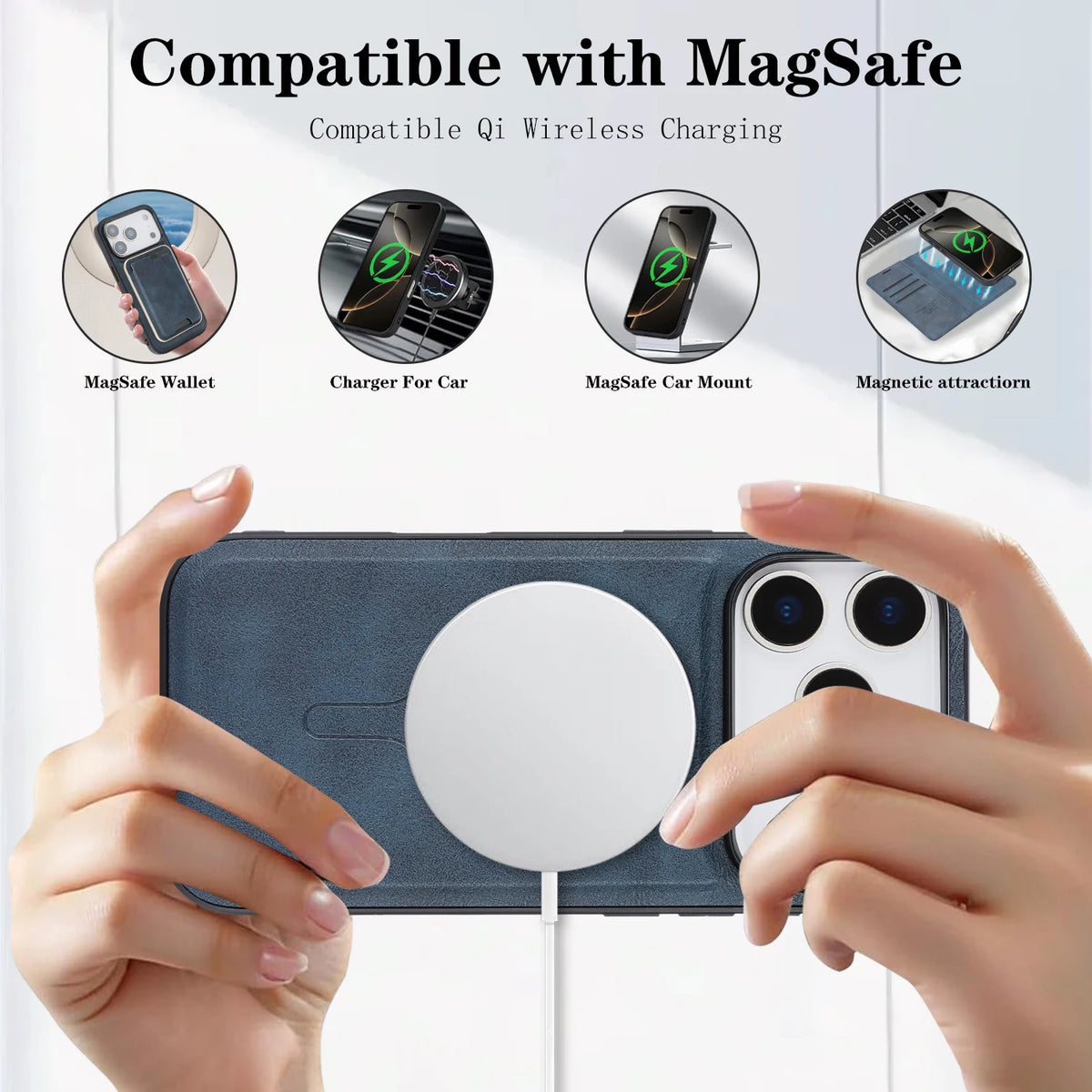 3-in-1 Luxury Leather Wallet Detachable Flip Cover For iPhone 16 15 14 13 12 17 18 Pro Max Plus For Magsafe Credit Card Wallet