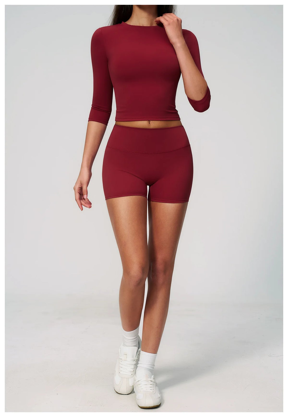 Sportswear Workout Clothes 2026 New Yoga Outfit Set For Women Slim Fit Mid Sleeve Shorts Outdoor Fitness Half Sleeve Sports Suit