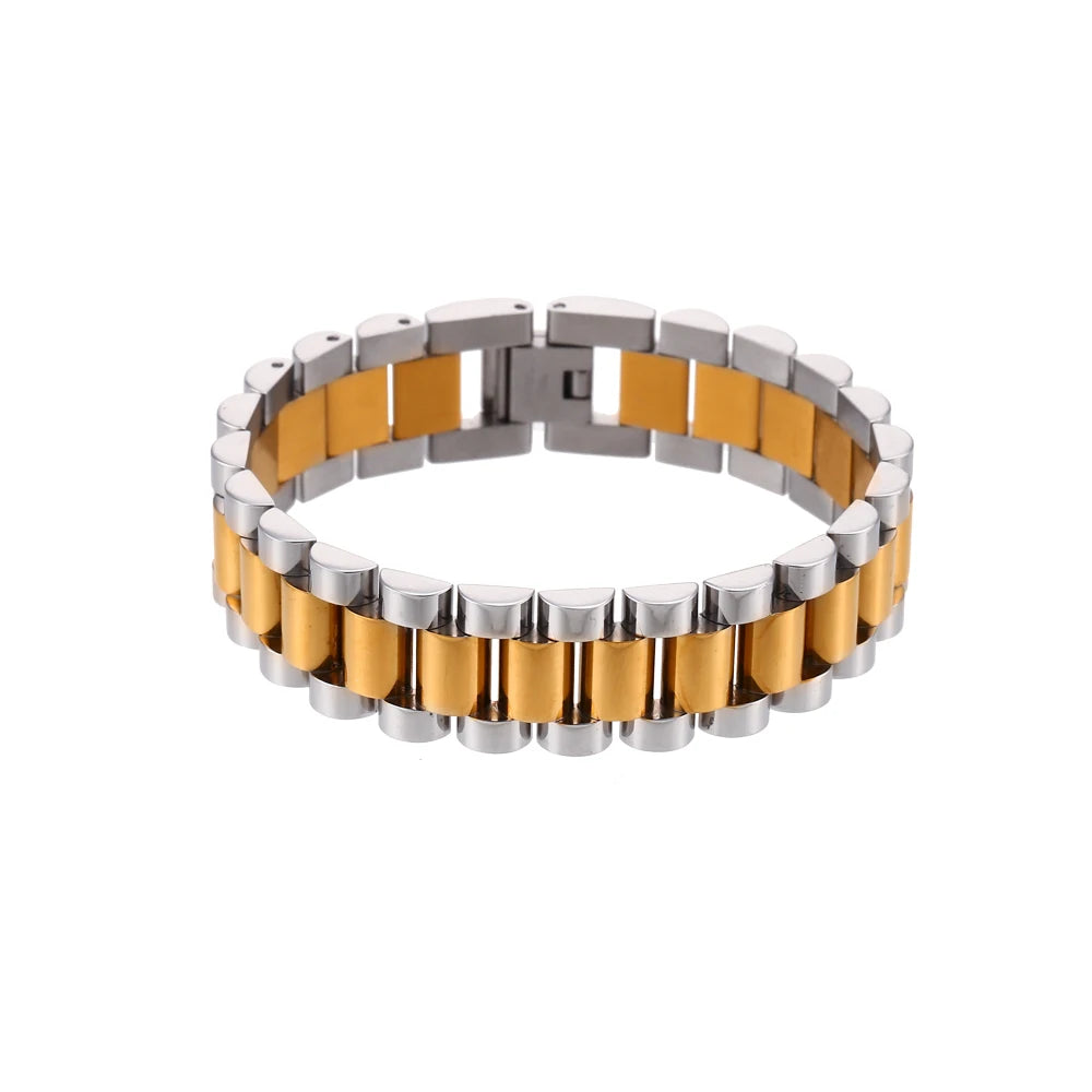 E.B.belle  New Stainless Steel Gold Plated Detachable Wristbands Bracelets Bangles For Women Men Gold Wrap Bracelets