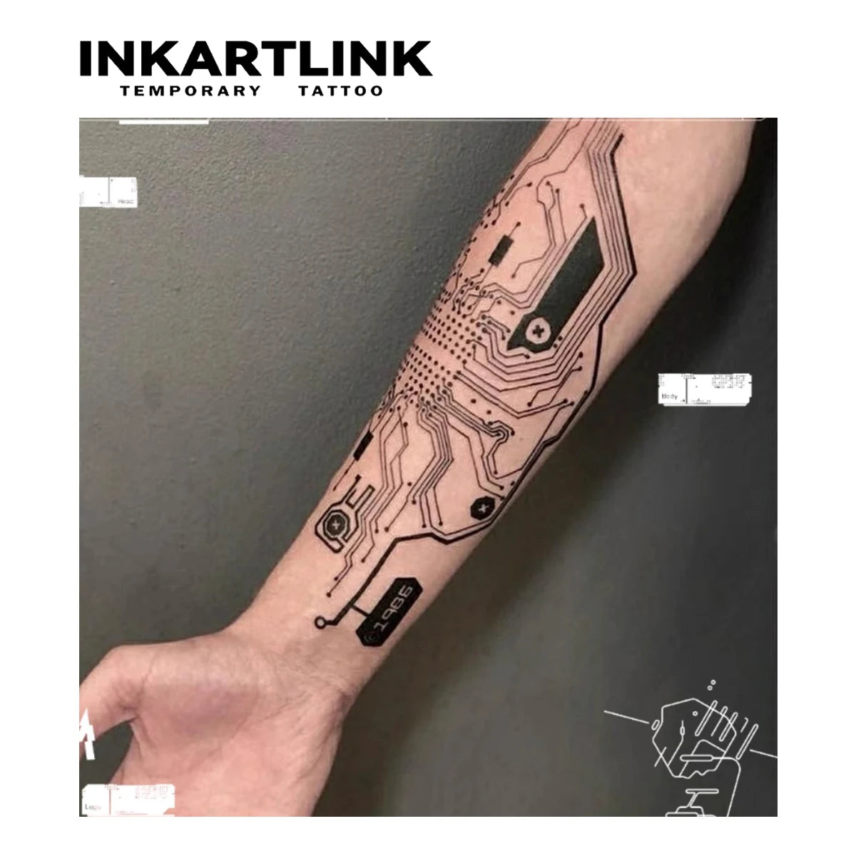 Mechanical (2) Temporary Tattoo,Lasts To 15 Days New Technology Magic Waterproof Semi Permanent Sticker.