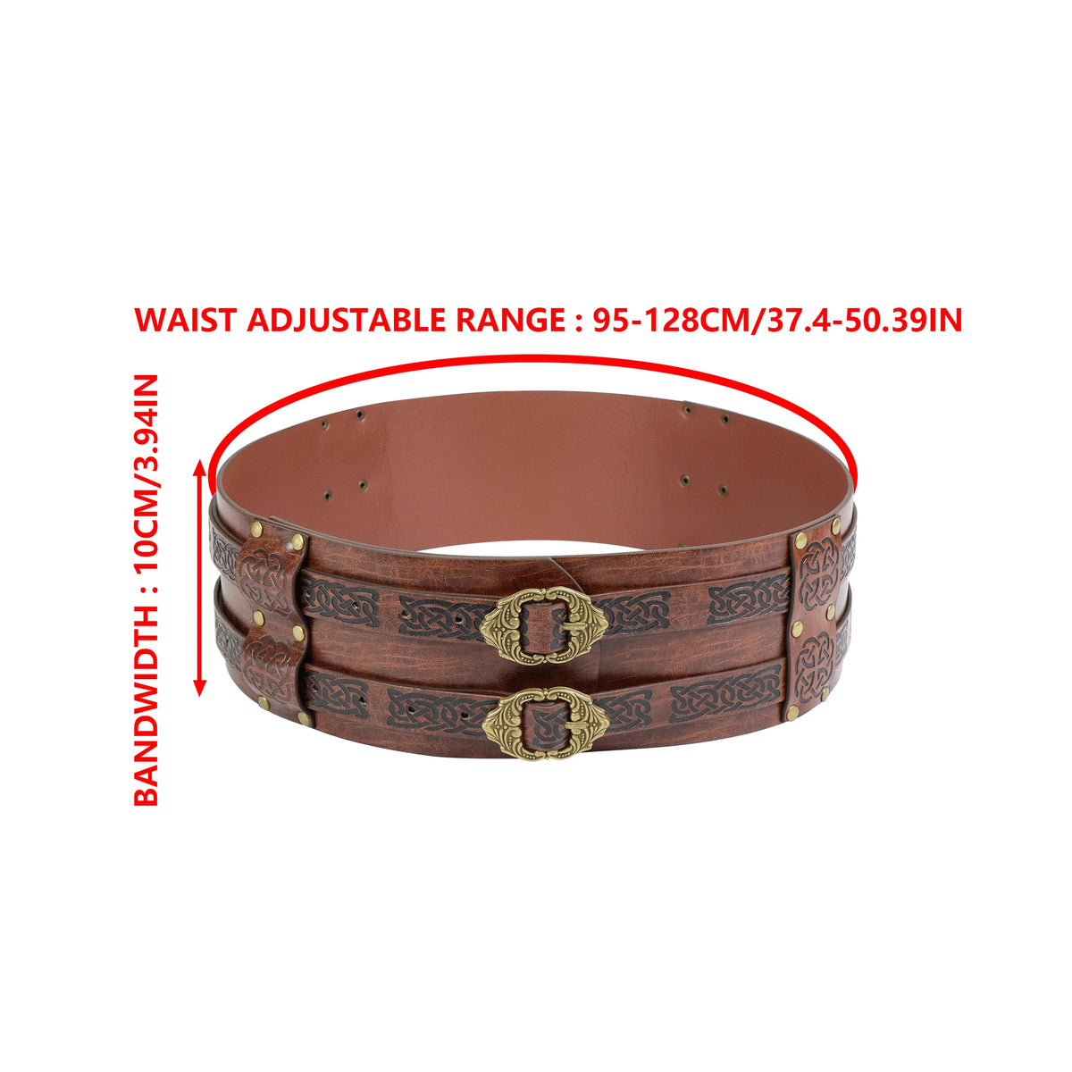 PU Leather Belt Double Wide Thick Belt Vikings Pirate Medieval War Accessory Broad Buckle Corset Cinch Gladiator Men