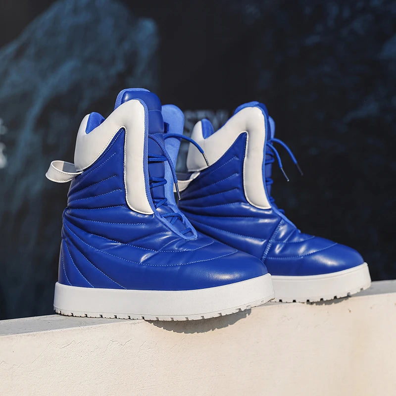 Men's Snow Boots Outdoor Cold proof Warm Men's Wrinkled Boots Soft Non slip Wear resistant Sole Fashion Thick Bottom Long Boots