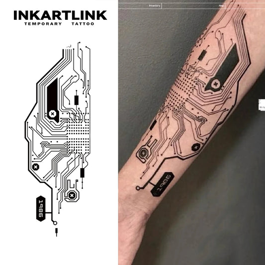 Mechanical (2) Temporary Tattoo,Lasts To 15 Days New Technology Magic Waterproof Semi Permanent Sticker.