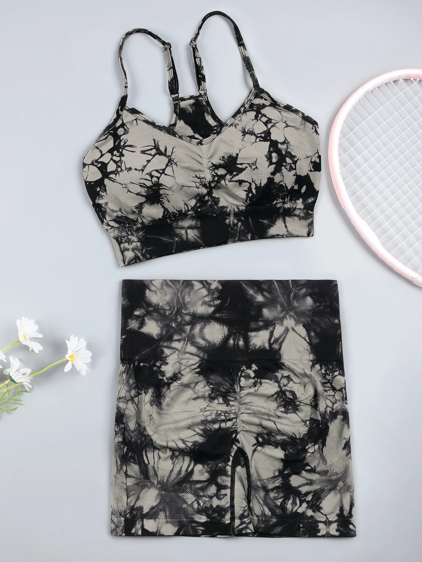 Tie Dye Sexy Push Up Gym Shorts Woman Skinny Stretch High Waist Fitness Shorts Sets Running Outdoors Fashion Sport Pants