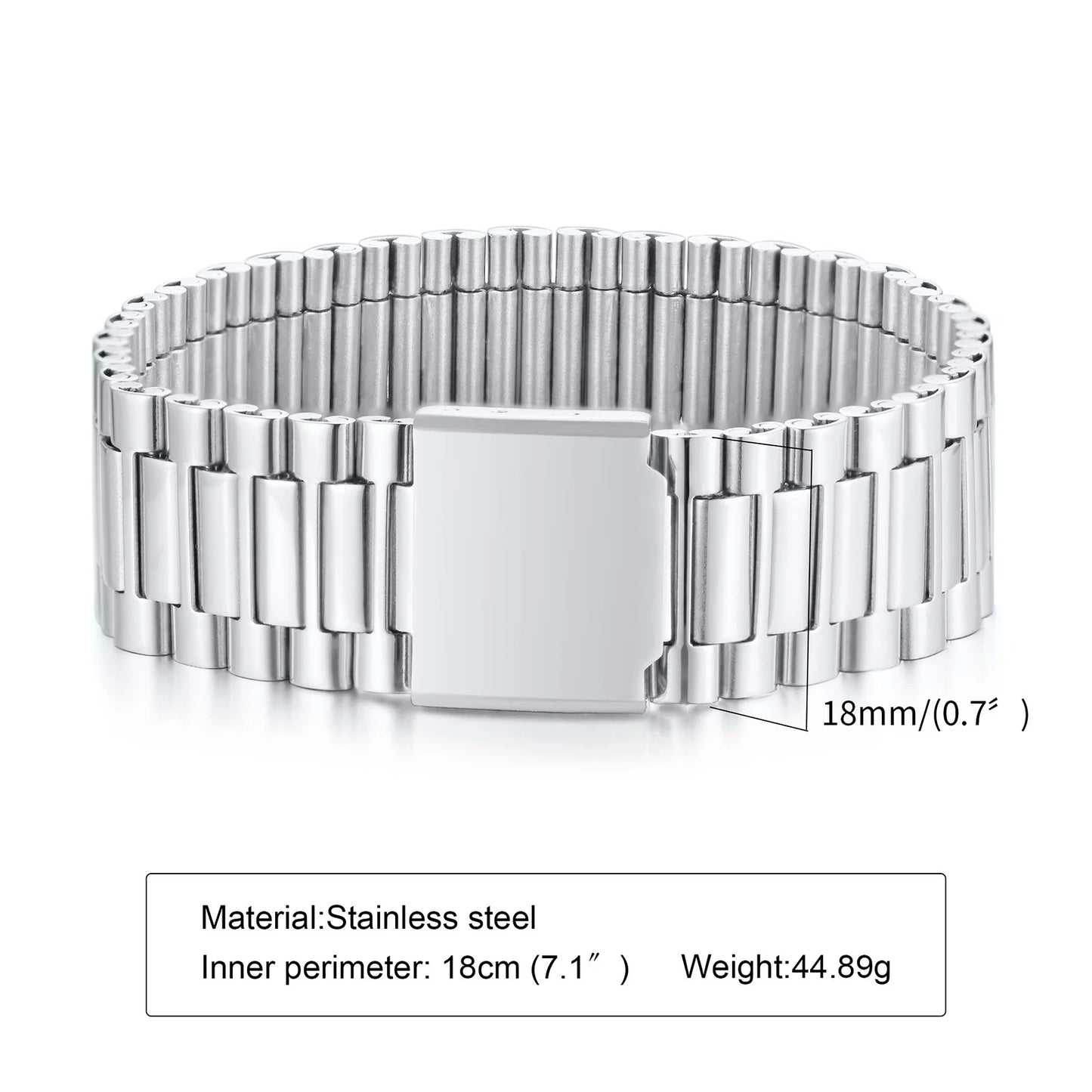 Vnox Stainless Steel Classic Watchband Bracelet For Women Men,Watch Straps Width Link Chain Bracelet Bangle,Unisex Hand Jewelry