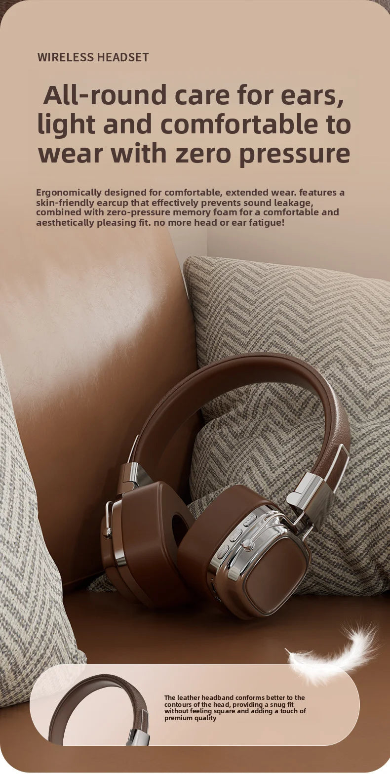 Shoumi Hifi Wireless Headphones Bluetooth Earphones Large Headset Helmets with Mic Support TF-Card Mp3 Play display screen