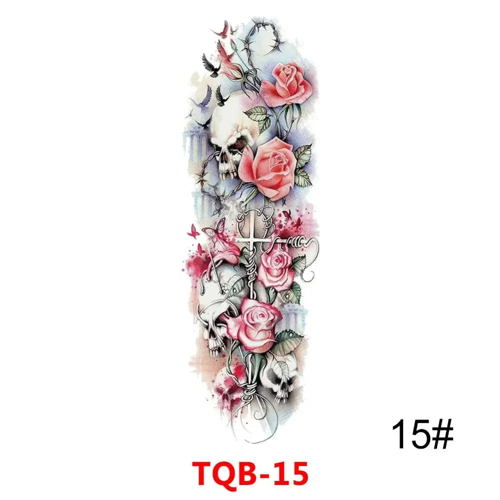 Waterproof Temporary Tattoo Sticker Full Arm Large Skull Old School Tatoo Stickers Flash Fake Tattoos for Men Women