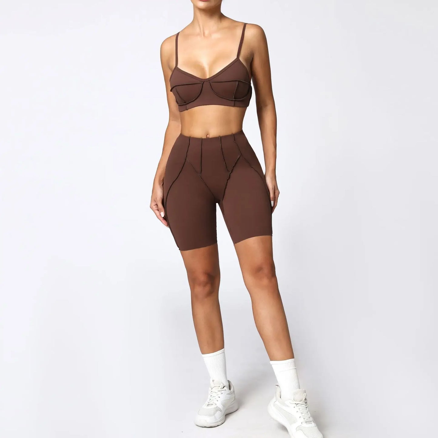 Yoga Fitness Sports Sets High Waist Hip-lifting Shorts Open Back Bra Suit Casual Running Workout Gym Leggings Sexy Set for Women