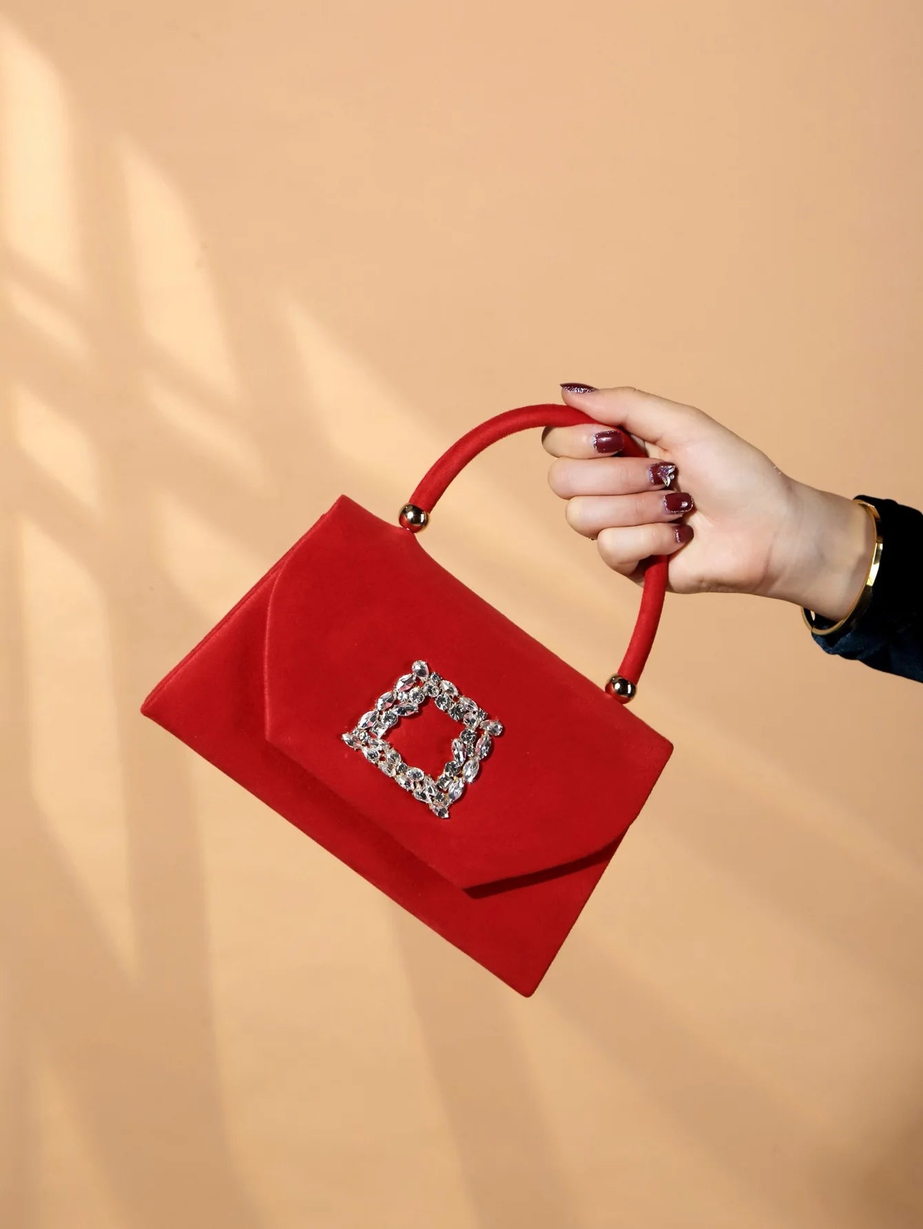 Elegant Fashion Shiny Corduroy Dinner Bag Lady's Wedding Handbag for Party and Dance Crossbody Bags Women Red Top-handle Bags