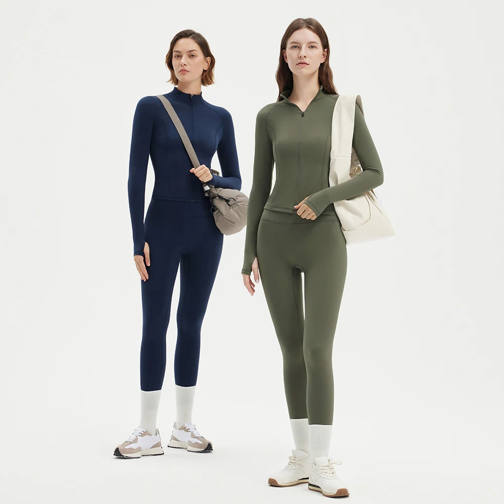 2 Pcs Yoga Clothes Women's Tracksuit Athletic Wear Long Sleeve Sports Top Leggings Suit  Fitness Suit Gym Workout Clothes Femme