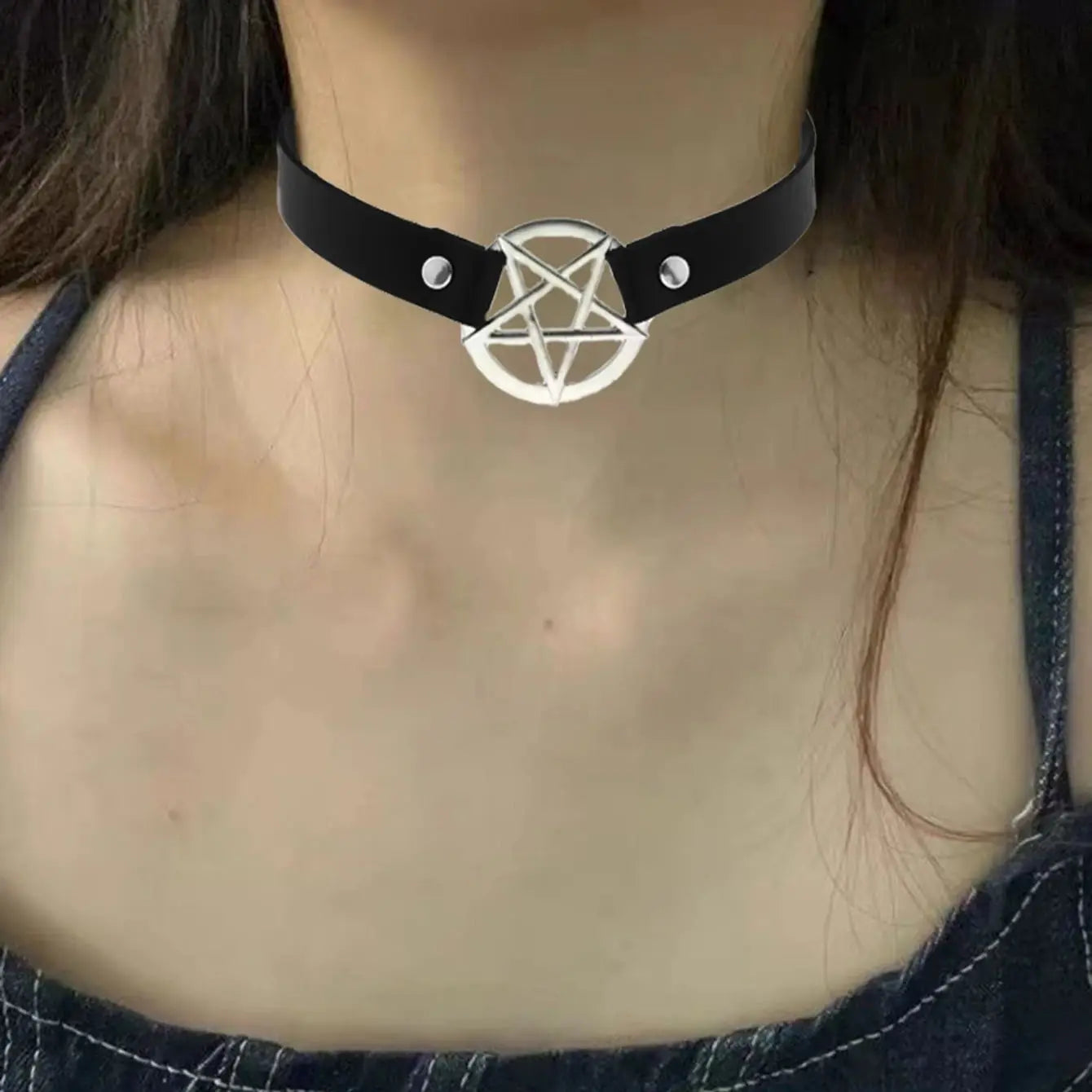 Gothic Punk Collar with Adjustable Fashionable Leather Neck Decoration and Spicy Girl Daily Dating Cosplay Accessories