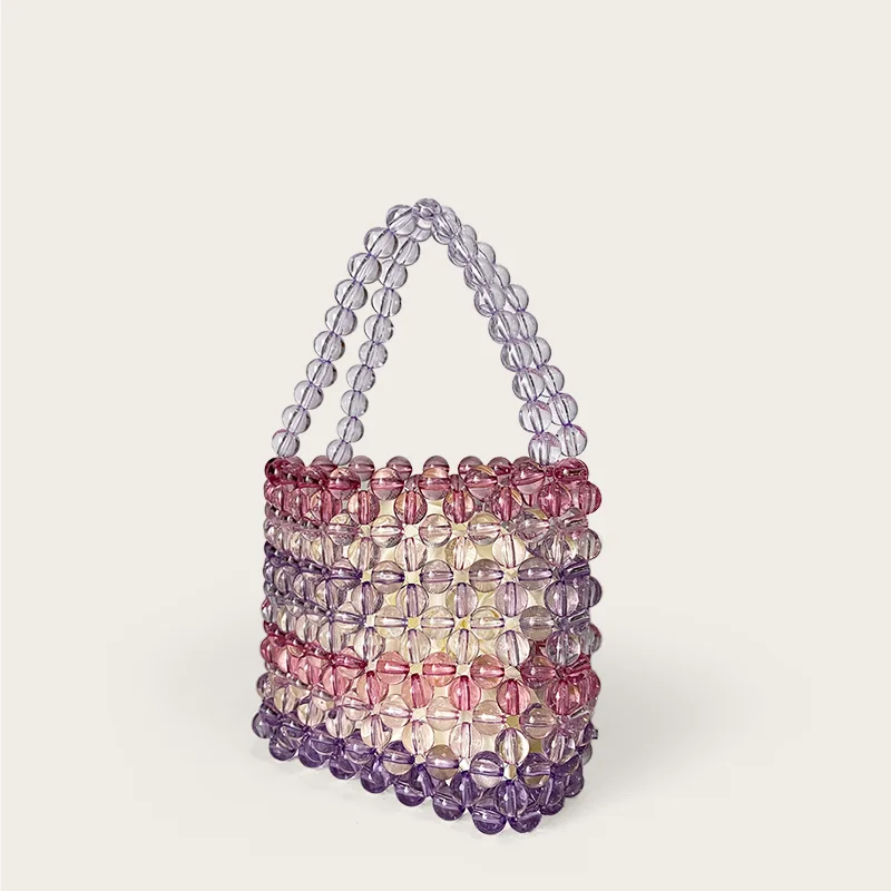 Handmade Beaded Woven Bucket Bag, Dinner Bag, Hand-held Single Shoulder, Diagonal Cross Bag, Round Bucket Bag, Women's Bag, New