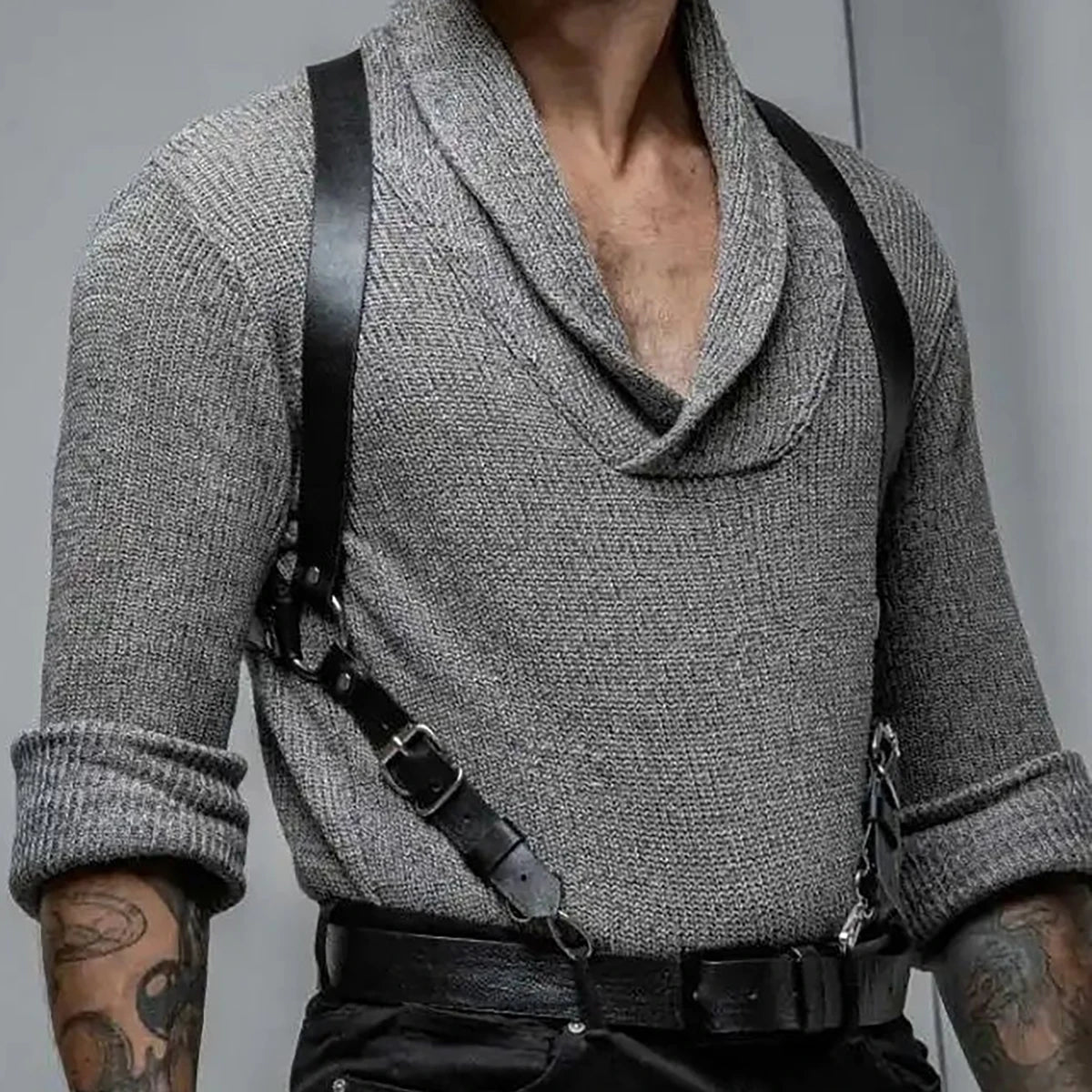 PU Leather Chest Harness for Men, Adjustable Suspenders, Bondage Body Harness, Gothic Clothing Accessories, Fashion