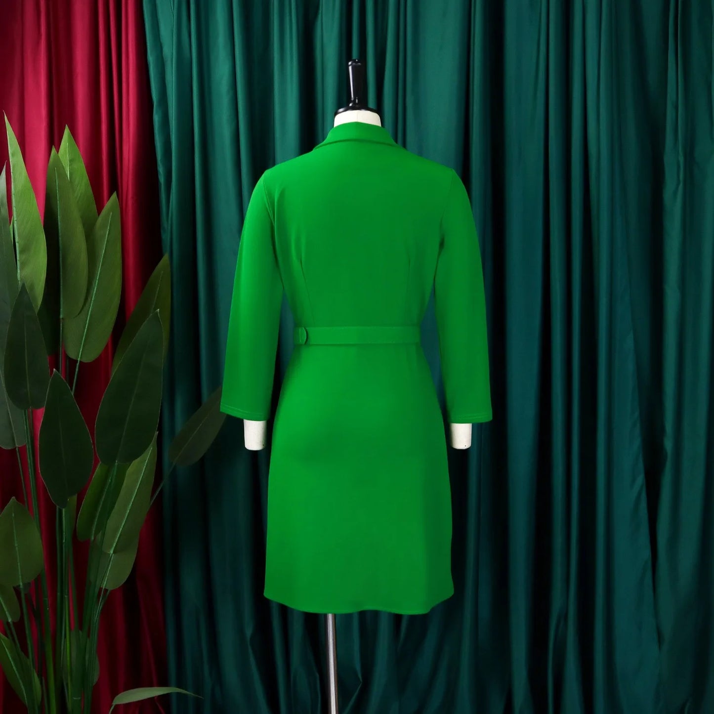 Elegant Dresses for Woman  Autumn Winter New Trends Notched Collar Full Sleeve Sashes Pleated Mid Calf Solid Fashion Dress