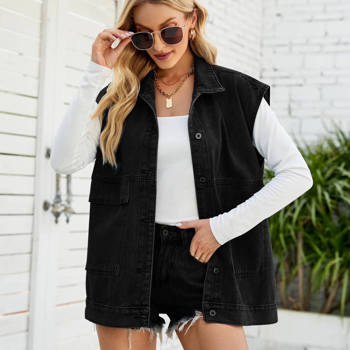 Summer New Fashion Loose Sleeveless Denim Vest For Women Casual Mid Length Jeans Jacket Coat Hot Selling Female Clothing