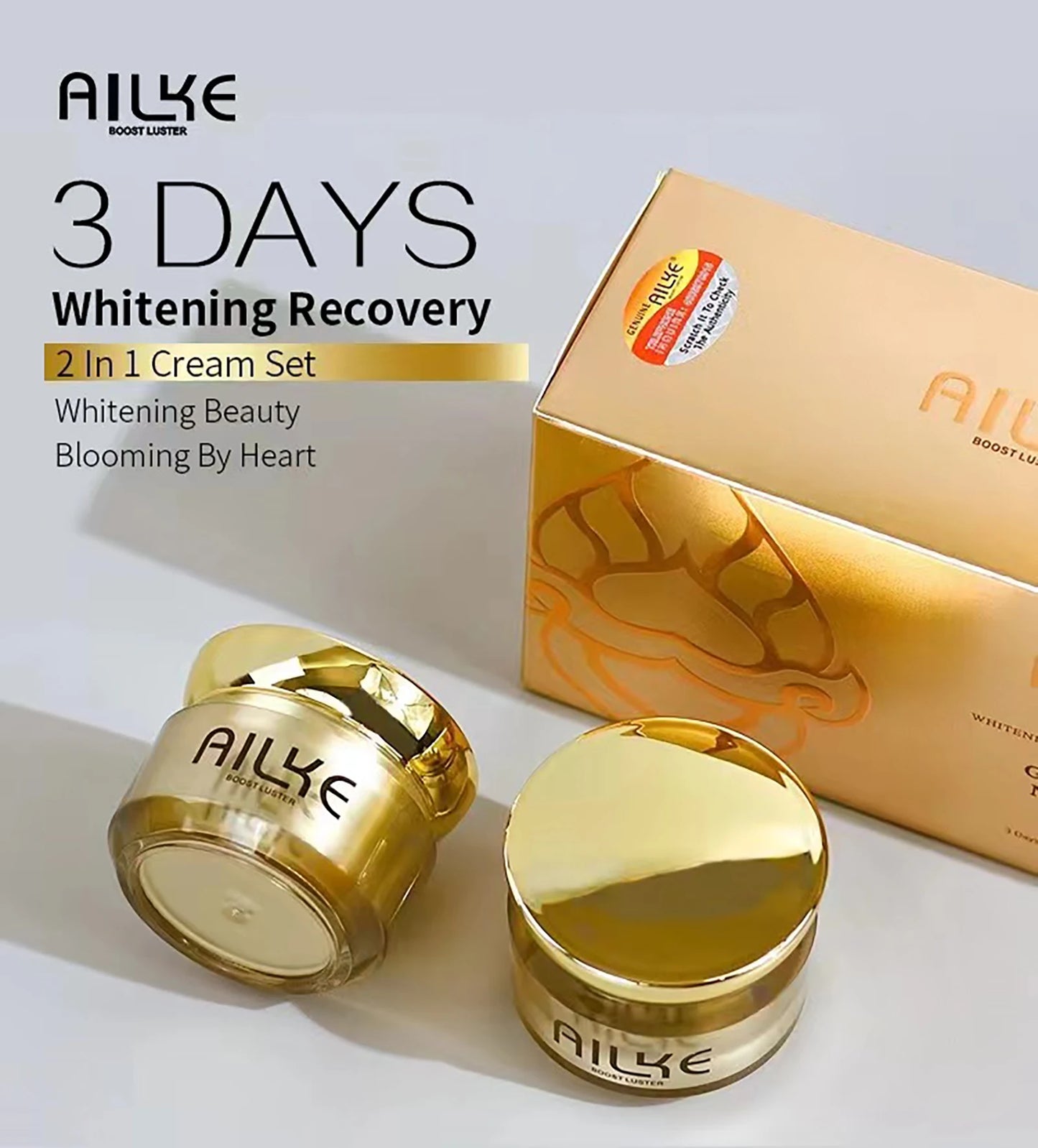 AILKE Lightening Facial Skin Care Cream With Glutathione, Reduce Dark Spots, Improve Dull Skin, Moisturizing Face Clean Set
