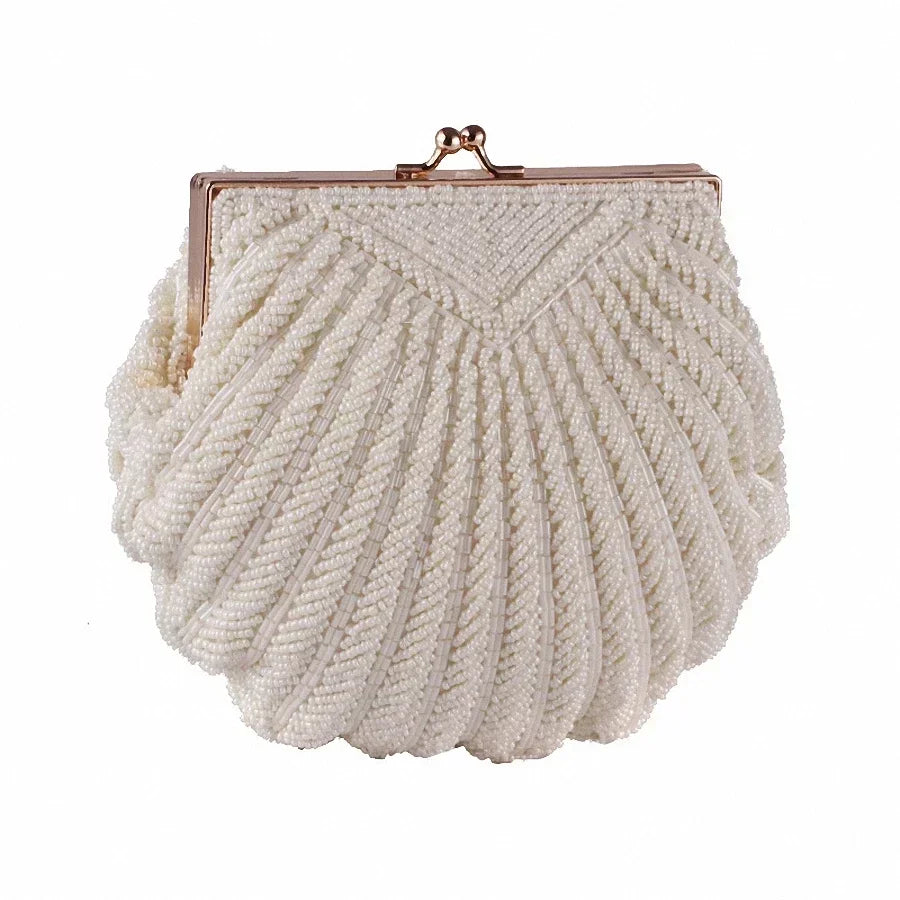 Evening Bags Women Clutch Evening Clutch Bags Wedding Bridal Handbag Pearl Beaded Fashion Shell Chain Party Bags LI-383