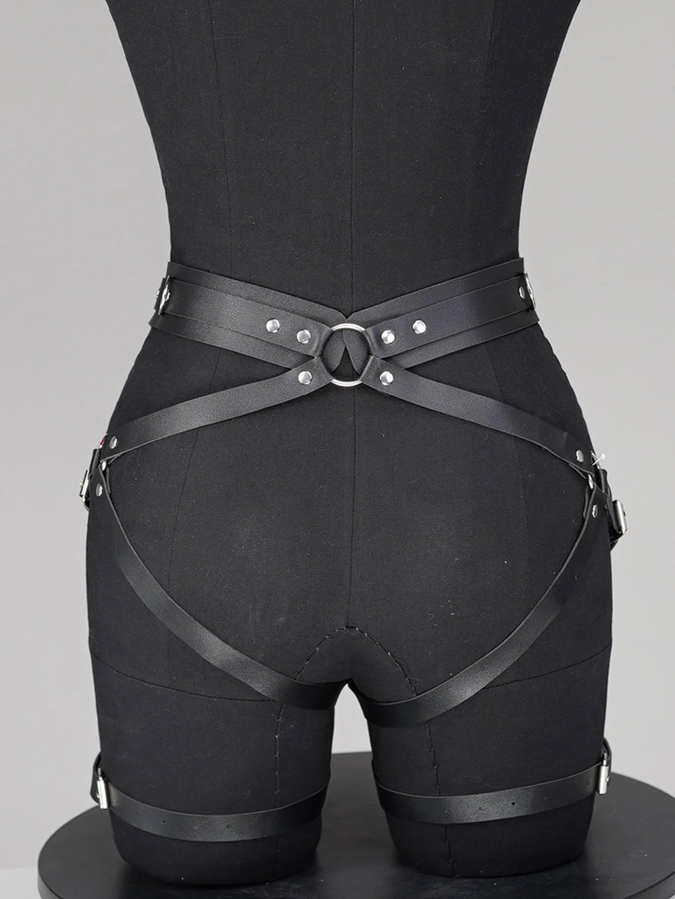 Gothic Pu Body Harness Lingerie- Adjustable Garter Belt, Strappy Cage Bra, Perfect for Theme Parties