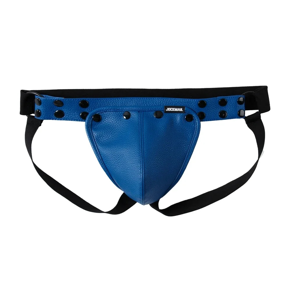 Men's Leather Tri Harness Chest Armor Buckles Adjustable Size Removable Pouch Faux Leather Jockstrap Underwear  Costumes