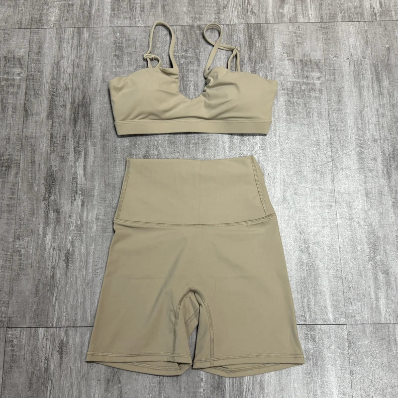 Two-Piece Women's Sports Set Chest Crossover Yoga Clothes Female Gym Bandeau Sports Bra Suits Sport Outfit For Woman
