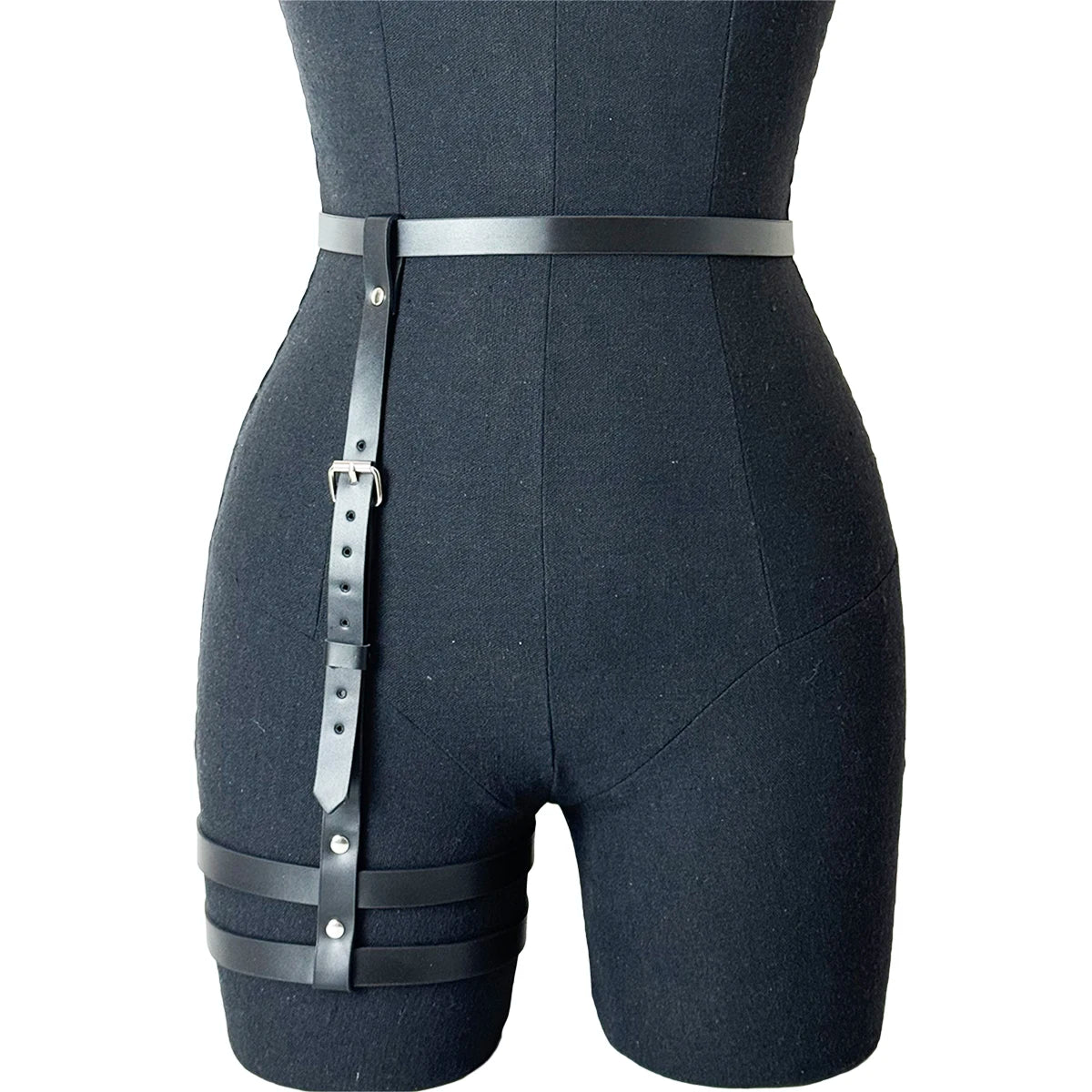 Fashionable Women's Pu Leather Leg Harness Body Harness Breast Punk Gothic Leg Garter Belts Gothic Waist Belt Clothing Accessor